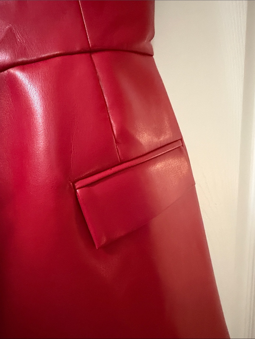 Amanda Uprichard Red Faux Leather Mini Dress with Wide Straps - Picture 6 of 6
